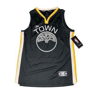 NBA Fanatics YOUTH Sz M 8-10 Golden State Warriors The Town Jersey Gray Yellow